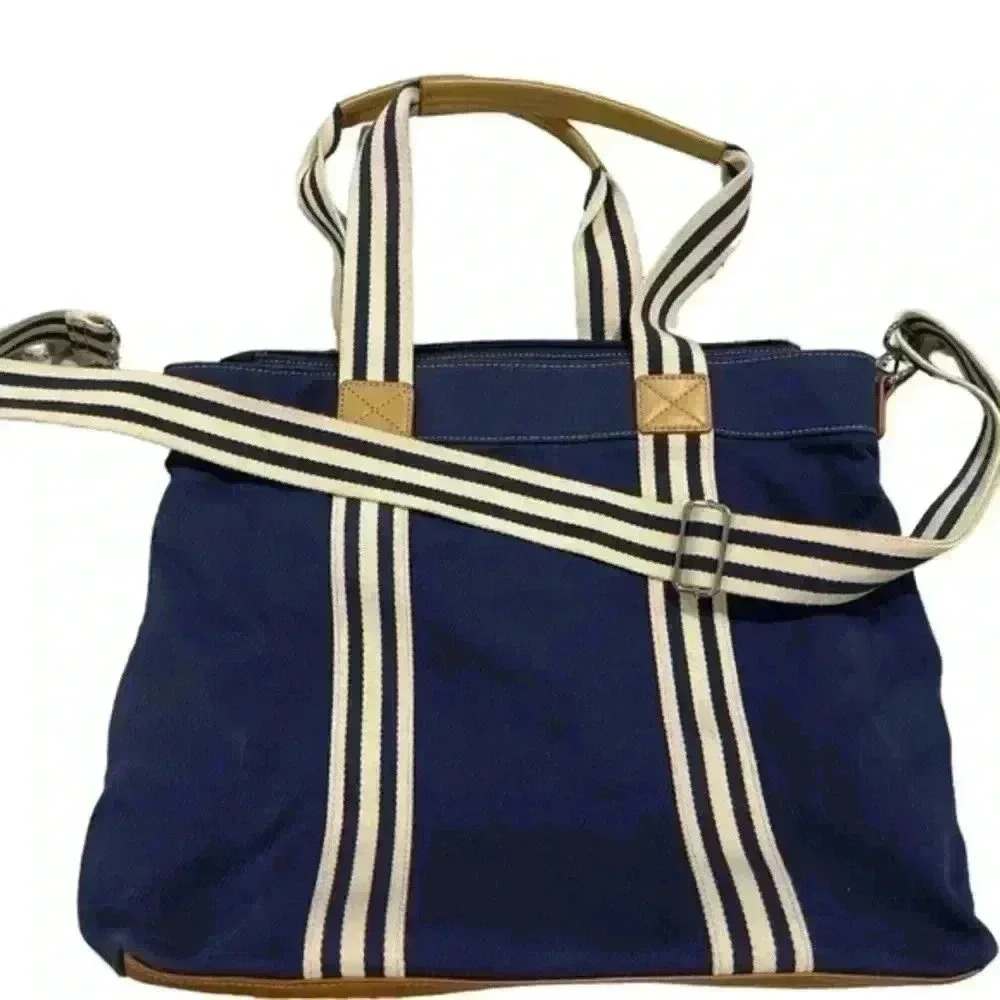 PotteryBarn corduroy navy blue monogrammed, diaper bag - Picture 2 of 6